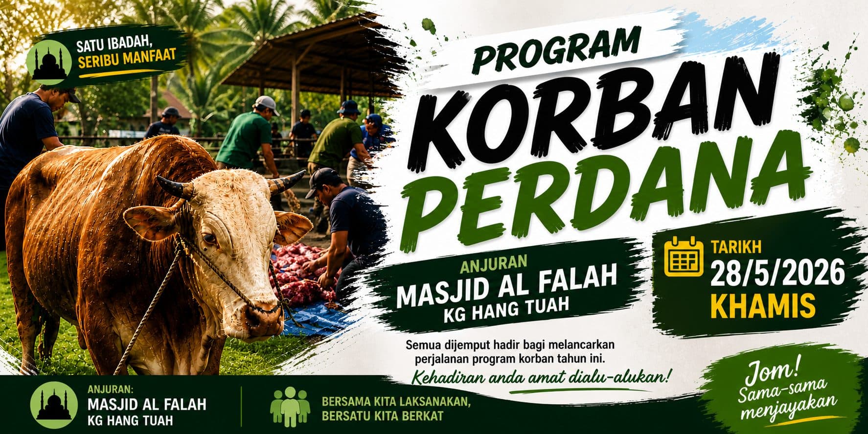 Korban Perdana Masjid Al-Falah Kg Hang Tuah 28052026